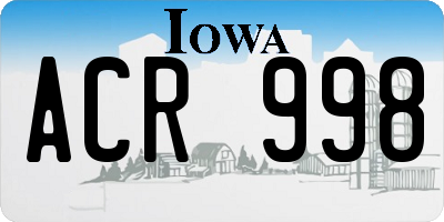 IA license plate ACR998