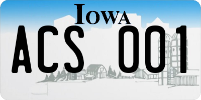 IA license plate ACS001