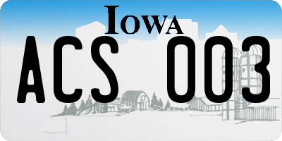 IA license plate ACS003