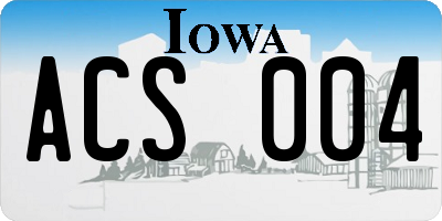 IA license plate ACS004