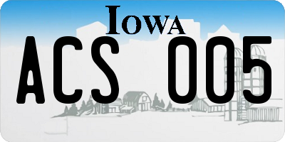 IA license plate ACS005