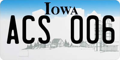 IA license plate ACS006