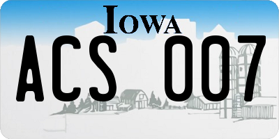 IA license plate ACS007