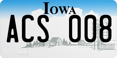 IA license plate ACS008
