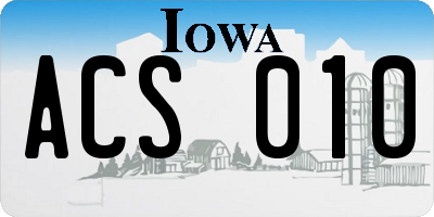 IA license plate ACS010