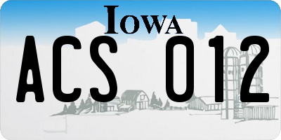 IA license plate ACS012