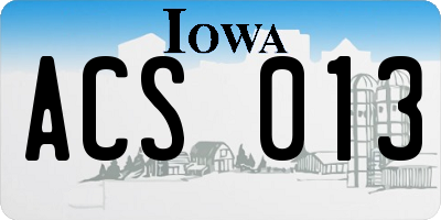 IA license plate ACS013