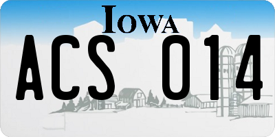 IA license plate ACS014