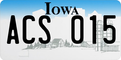 IA license plate ACS015