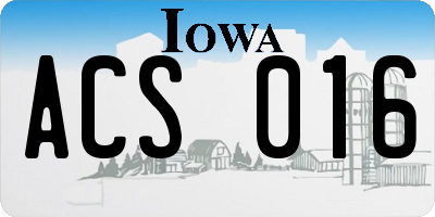 IA license plate ACS016