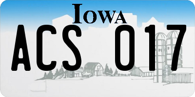 IA license plate ACS017