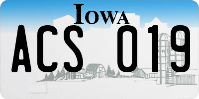 IA license plate ACS019