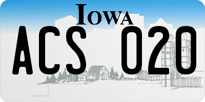 IA license plate ACS020