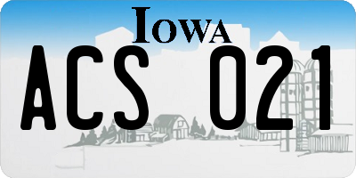 IA license plate ACS021