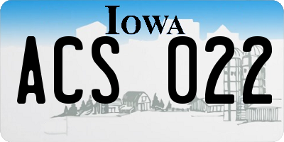 IA license plate ACS022