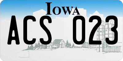 IA license plate ACS023