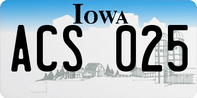 IA license plate ACS025