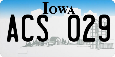 IA license plate ACS029