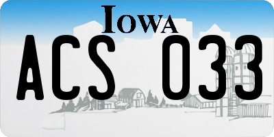 IA license plate ACS033