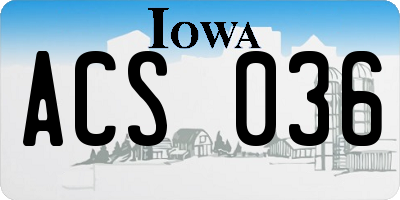IA license plate ACS036