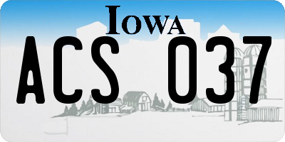 IA license plate ACS037