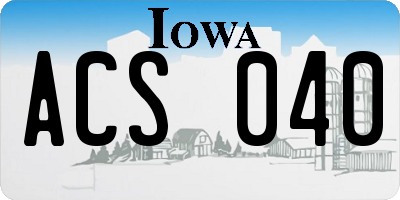 IA license plate ACS040