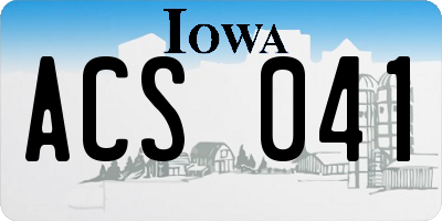 IA license plate ACS041