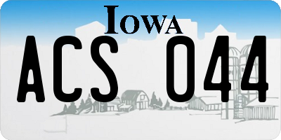 IA license plate ACS044