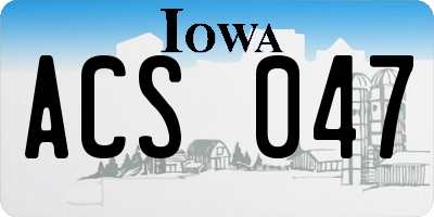 IA license plate ACS047