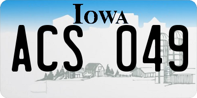 IA license plate ACS049