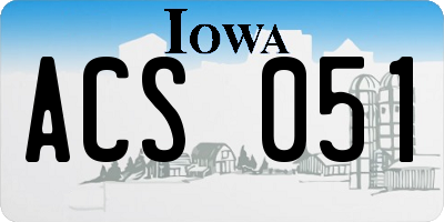 IA license plate ACS051