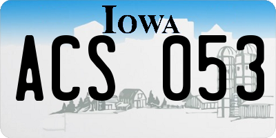 IA license plate ACS053