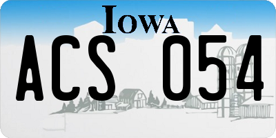IA license plate ACS054