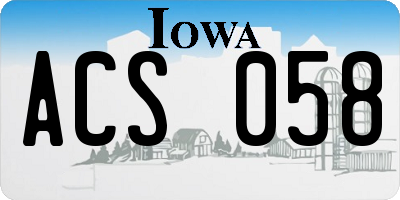 IA license plate ACS058