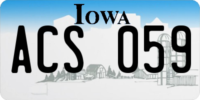 IA license plate ACS059