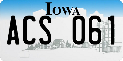 IA license plate ACS061