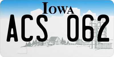 IA license plate ACS062