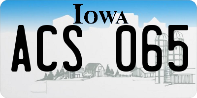 IA license plate ACS065
