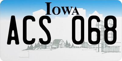 IA license plate ACS068