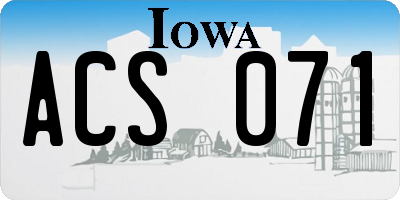 IA license plate ACS071