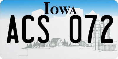 IA license plate ACS072