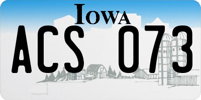 IA license plate ACS073