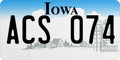 IA license plate ACS074