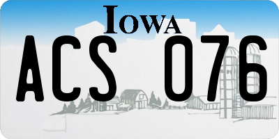 IA license plate ACS076