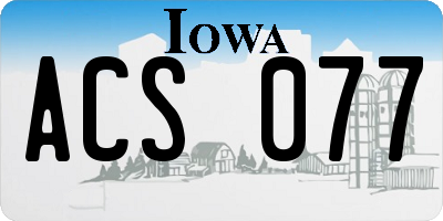 IA license plate ACS077
