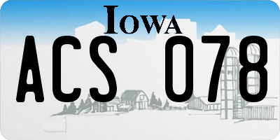 IA license plate ACS078