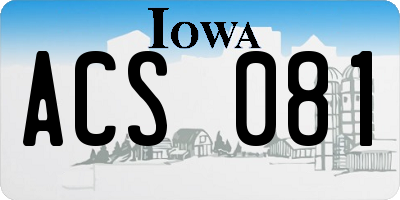 IA license plate ACS081
