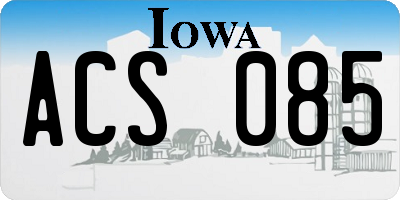 IA license plate ACS085