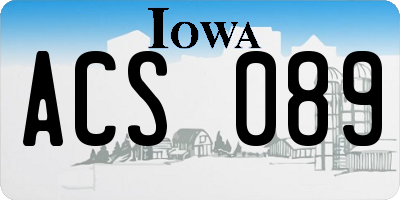 IA license plate ACS089