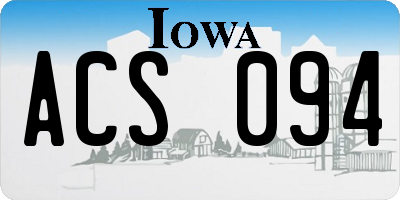 IA license plate ACS094
